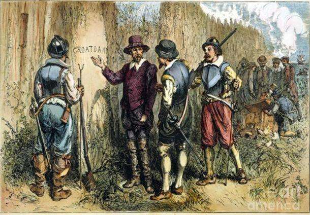 John White finds Croatoan carving